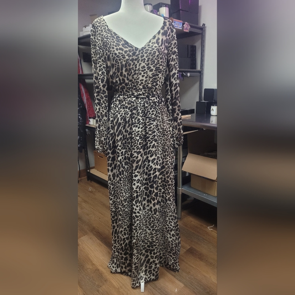 Long Leopard Dree with Long Sleeves